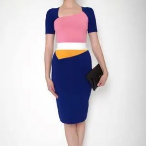 Roland Mouret Casida Colour Block Dress as seen on Blake Lively size 6